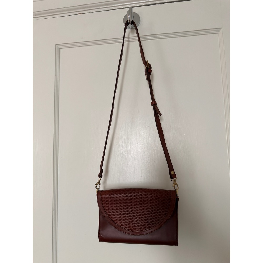 Nisolo Cleo Convertible Crossbody Clutch Bag Brandy Woven Leather Boho Western - Picture 13 of 14